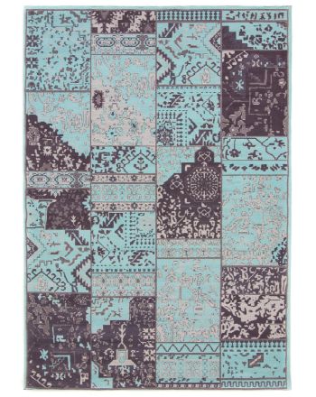 Vloerkleed Plat Geweven Kilim Patchwork Sofi Blauw