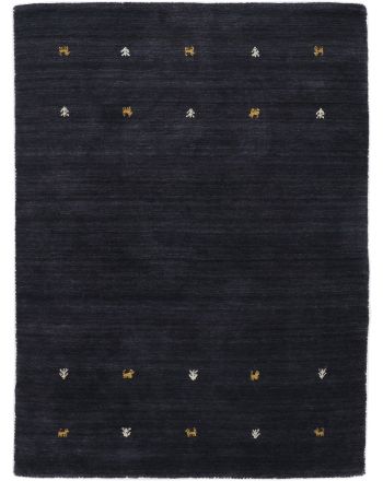 Wollen Vloerkleed Gabbeh Uni Zwart