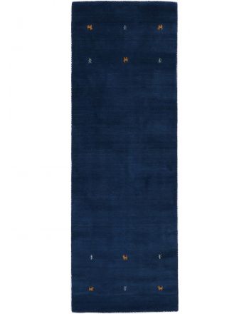 Wollen Vloerkleed Gabbeh Uni Loper Blauw