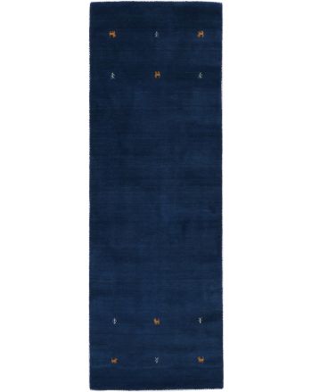 Wollen Vloerkleed Gabbeh Uni Loper Blauw