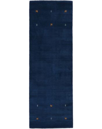 Wollen Vloerkleed Gabbeh Uni Loper Blauw