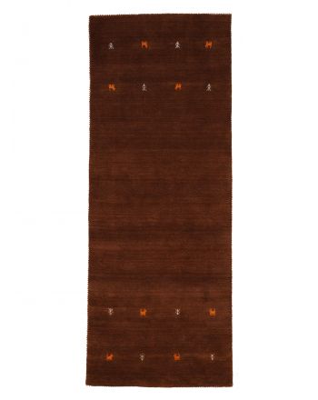 Wollen Vloerkleed Gabbeh Uni Loper Bruin