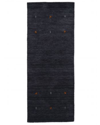 Wollen Vloerkleed Gabbeh Uni Loper Zwart