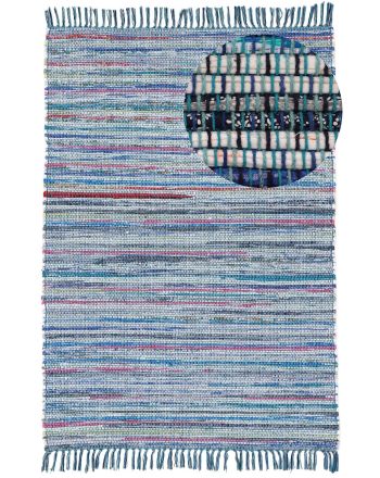 Vloerkleed Plat Geweven Kilim Chindi Blauw