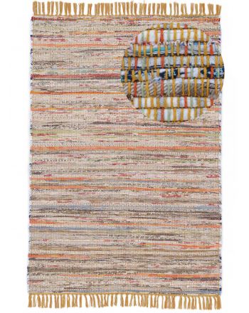 Vloerkleed Plat Geweven Kilim Chindi Gelb