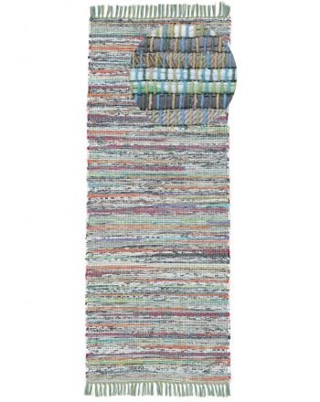 Vloerkleed Plat Geweven Kilim Chindi Loper Groen