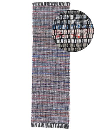 Vloerkleed Plat Geweven Kilim Chindi Loper Zwart