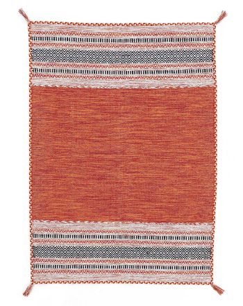 Vloerkleed Plat Geweven Kilim Azizi Oranje