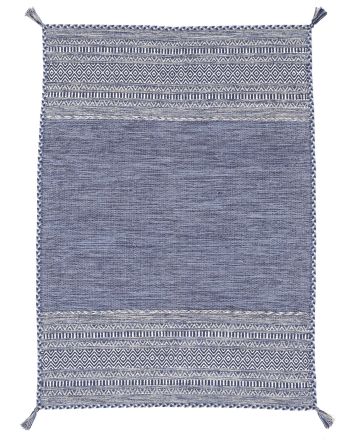 Vloerkleed Plat Geweven Kilim Azizi Blauw