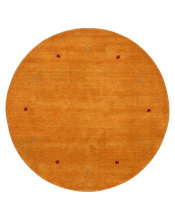 Wollen Vloerkleed Gabbeh Uni rond Geel
