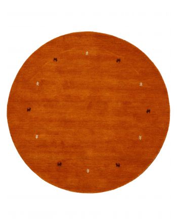 Wollen Vloerkleed Gabbeh Uni rond Oranje