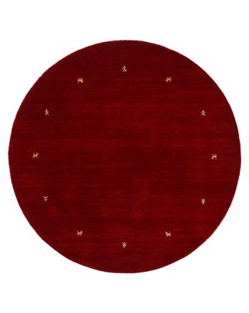 Wollen Vloerkleed Gabbeh Uni rond Rood