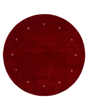 Wollen Vloerkleed Gabbeh Uni rond Rood