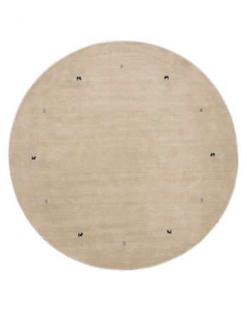 Wollen Vloerkleed Gabbeh Uni rond Wit