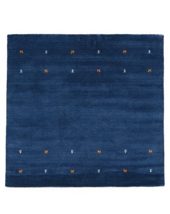 Wollen Vloerkleed Gabbeh Uni vierkant Blauw