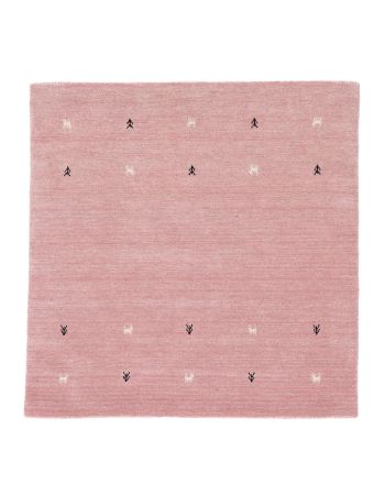 Wollen Vloerkleed Gabbeh Uni vierkant Roze