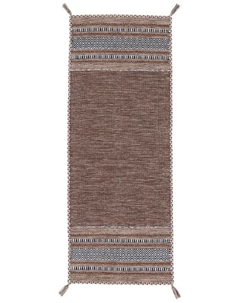 Vloerkleed Plat Geweven Kilim Azizi Loper Bruin