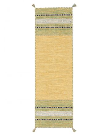Vloerkleed Plat Geweven Kilim Azizi Loper Geel