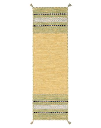 Vloerkleed Plat Geweven Kilim Azizi Loper Geel