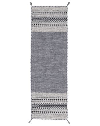 Vloerkleed Plat Geweven Kilim Azizi Loper Grijs