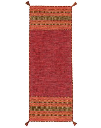 Vloerkleed Plat Geweven Kilim Azizi Loper Rood