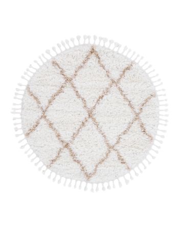 Hoogpolig Vloerkleed Eddy rond Beige