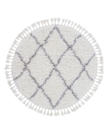 Hoogpolig Vloerkleed Eddy rond Wit