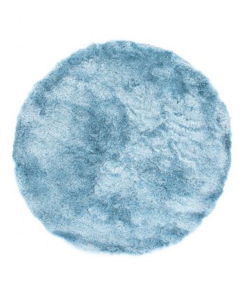 Hoogpolig Vloerkleed Breeze rond Lichtblauw