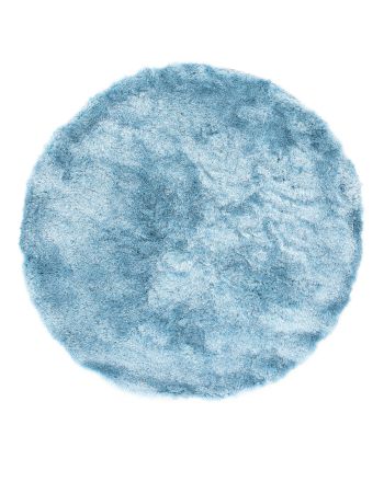 Hoogpolig Vloerkleed Breeze rond Lichtblauw