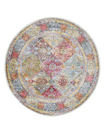 Vloerkleed Vintage Harleen rond Veelkleurig