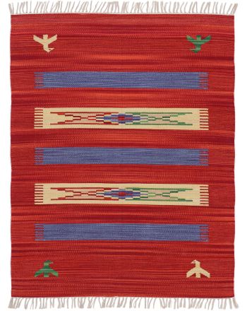 Vloerkleed Plat Geweven Kilim Dodi Rood