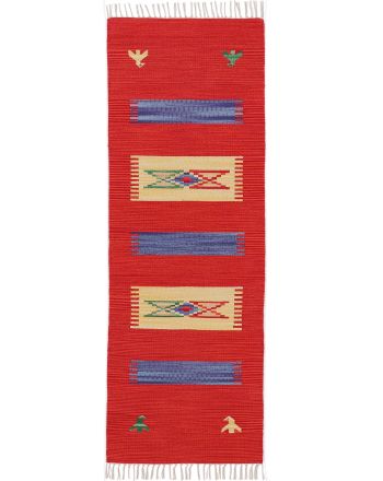 Vloerkleed Plat Geweven Kilim Dodi Loper Rood