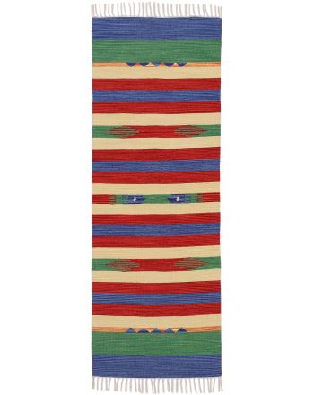 Vloerkleed Plat Geweven Kilim Samia Loper Groen