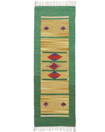 Vloerkleed Plat Geweven Kilim Nilay Loper Groen