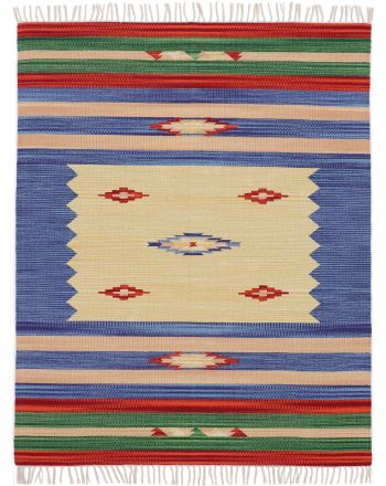 Vloerkleed Plat Geweven Kilim Mira Blauw