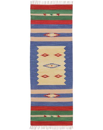 Vloerkleed Plat Geweven Kilim Mira Loper Blauw