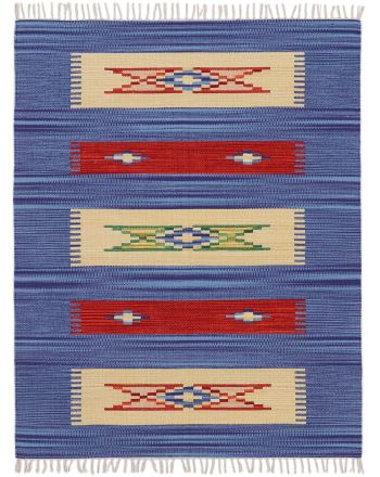 Vloerkleed Plat Geweven Kilim Tara Blauw