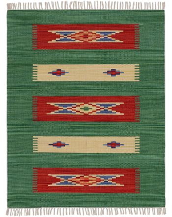 Vloerkleed Plat Geweven Kilim Tara Groen