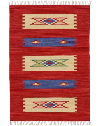 Vloerkleed Plat Geweven Kilim Tara Rood