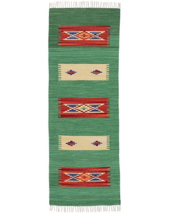 Vloerkleed Plat Geweven Kilim Tara Loper Groen