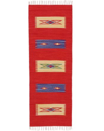 Vloerkleed Plat Geweven Kilim Tara Loper Rood