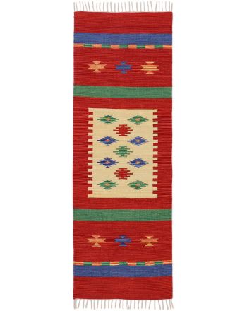 Vloerkleed Plat Geweven Kilim Shiva Loper Rood