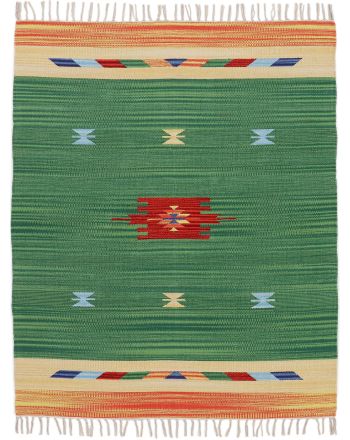 Vloerkleed Plat Geweven Kilim Amal Groen