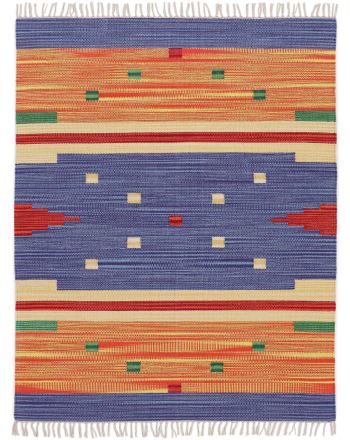 Vloerkleed Plat Geweven Kilim Amar Blauw