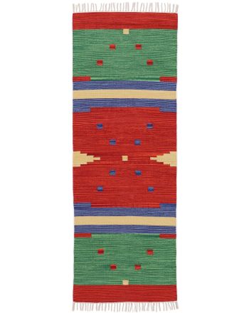 Vloerkleed Plat Geweven Kilim Amar Loper Rood
