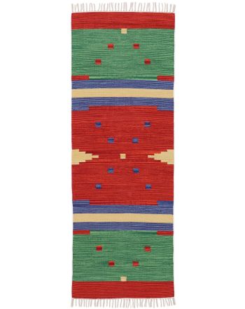 Vloerkleed Plat Geweven Kilim Amar Loper Rood