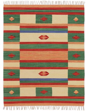 Vloerkleed Plat Geweven Kilim Mirza Groen