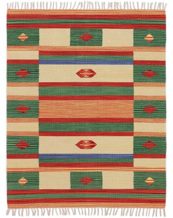 Vloerkleed Plat Geweven Kilim Mirza Groen