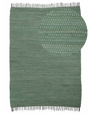 Vloerkleed Plat Geweven Kilim Chindi Uni Groen