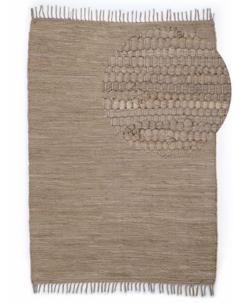 Vloerkleed Plat Geweven Kilim Chindi Uni Taupe